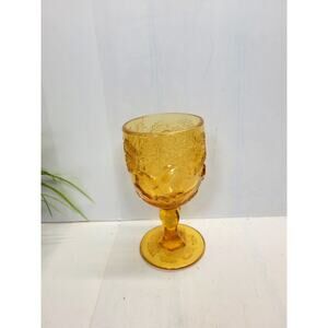 Vintage Madonna Inn Amber Wild Rose Goblet LG Wright